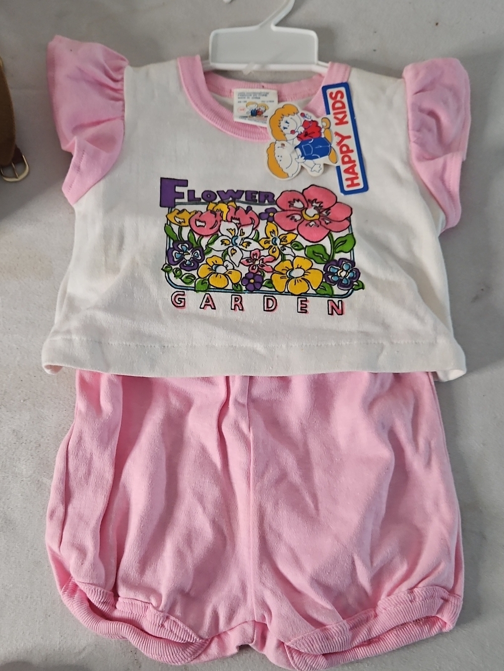 Vintage Happy Kids Flower Garden Pink Girls Set